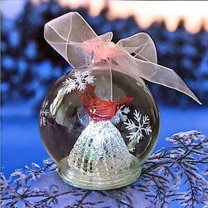 Spun Glass Light Up Cardinal Ornament Christmas Winter Red Bird Ganz Vintage
